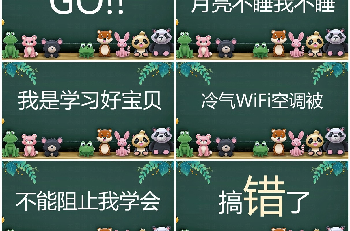 绿色卡通黑板风开学第一课快闪PPT模板