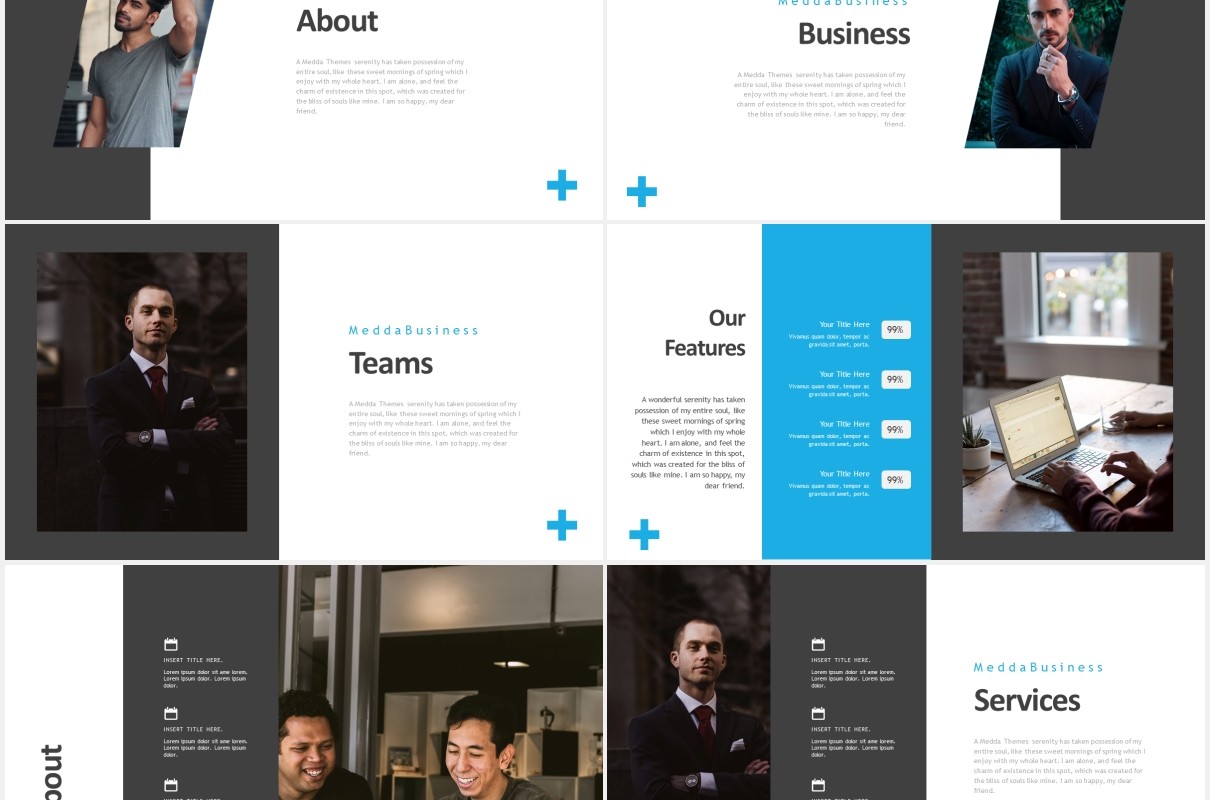 高端商务工作报告计划国外PPT模板medda powerpoint template