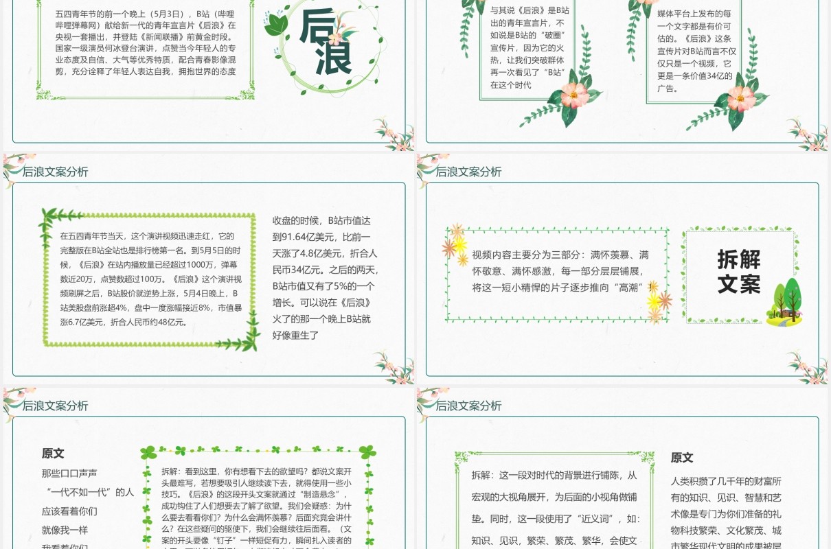 后浪文案分析课件动态PPT模板