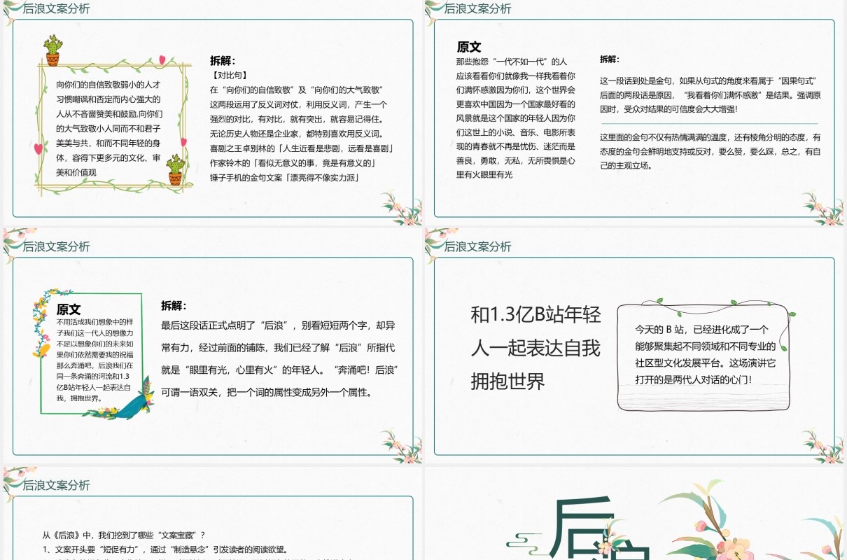 后浪文案分析课件动态PPT模板