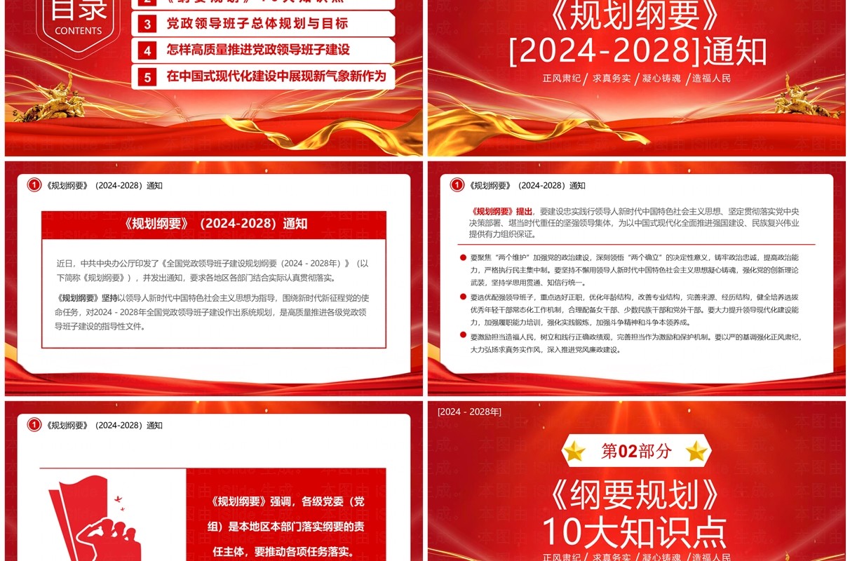 红色党政风领导班子建设规划纲要PPT模板