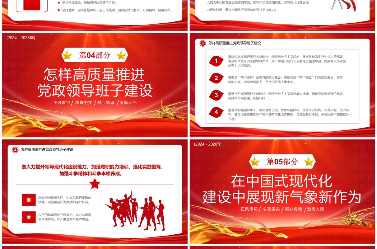 红色党政风领导班子建设规划纲要PPT模板