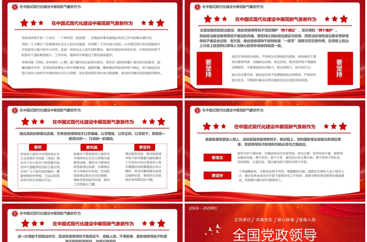红色党政风领导班子建设规划纲要PPT模板