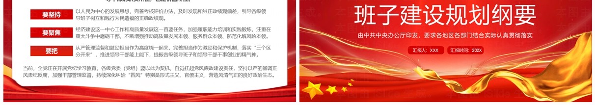 红色党政风领导班子建设规划纲要PPT模板