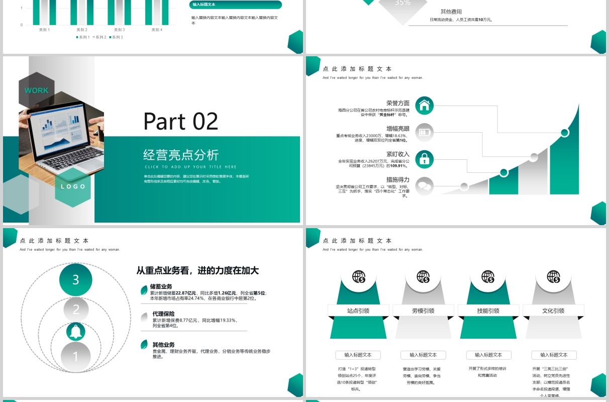 绿色简洁商业经营分析工作汇报PPT模板