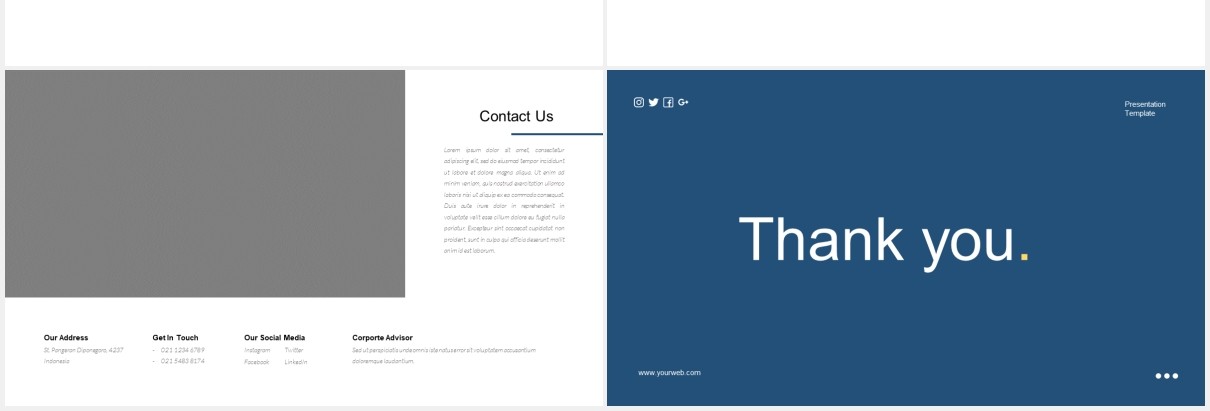 蓝色简约商务公司宣传介绍图片版式设计PPT模板Corporate Presentation - iWantemp