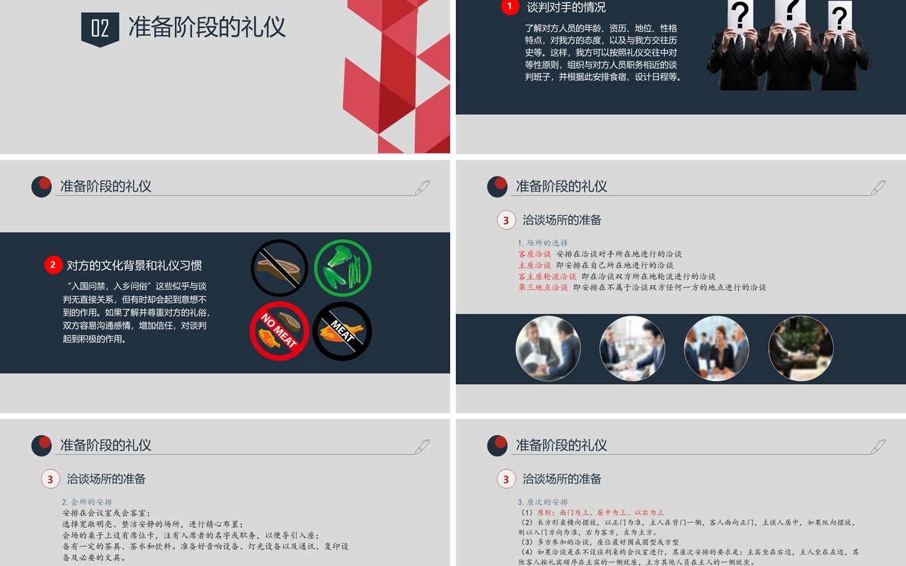 实用商务洽谈会礼仪签约座位安排PPT模板