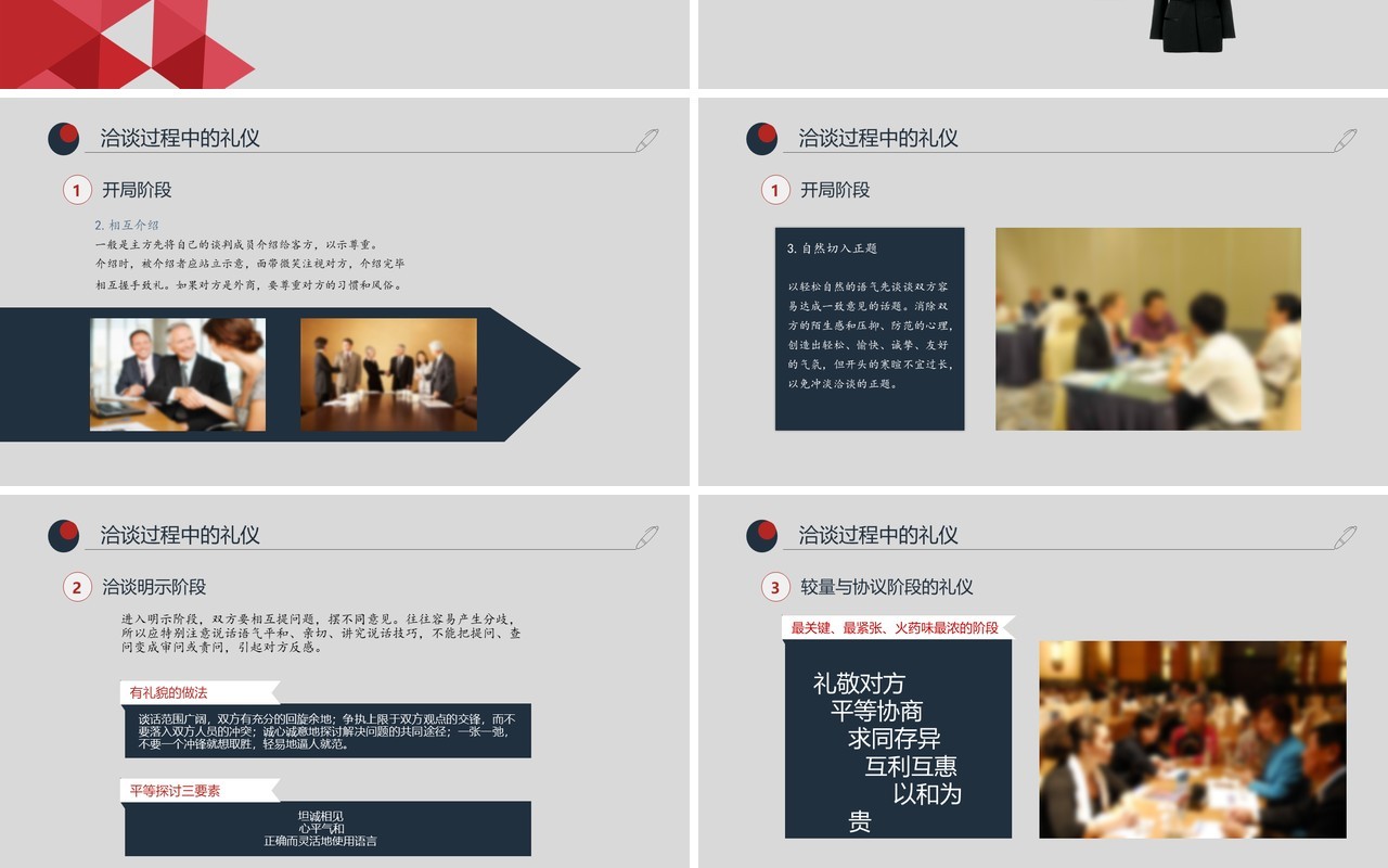 实用商务洽谈会礼仪签约座位安排PPT模板