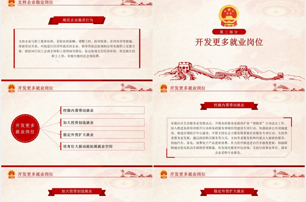 国务院关于进一步做好稳就业工作的意见党政党建PPT模板