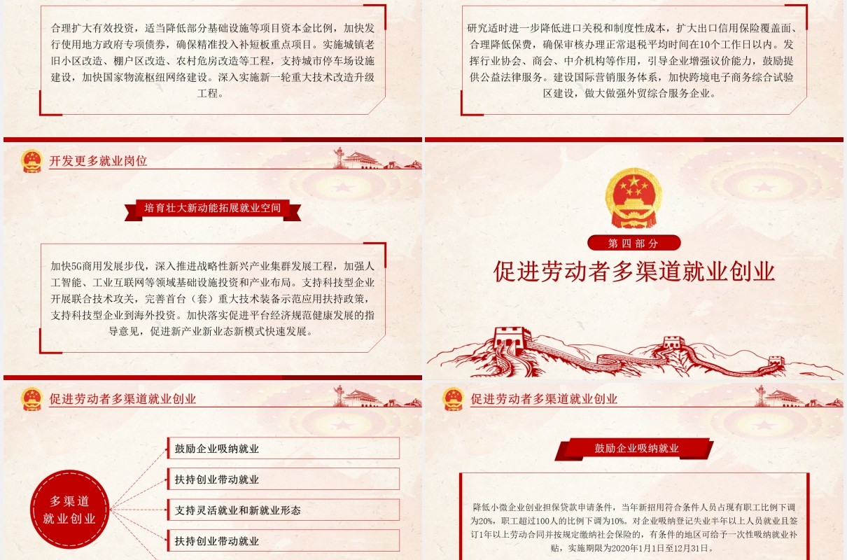 国务院关于进一步做好稳就业工作的意见党政党建PPT模板