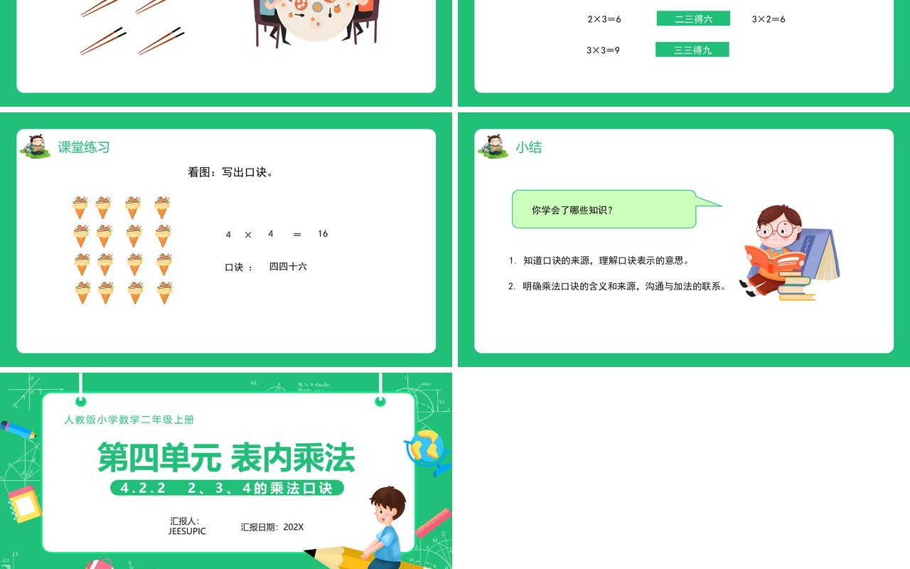 部编版二年级数学上册表内乘法课件PPT模板