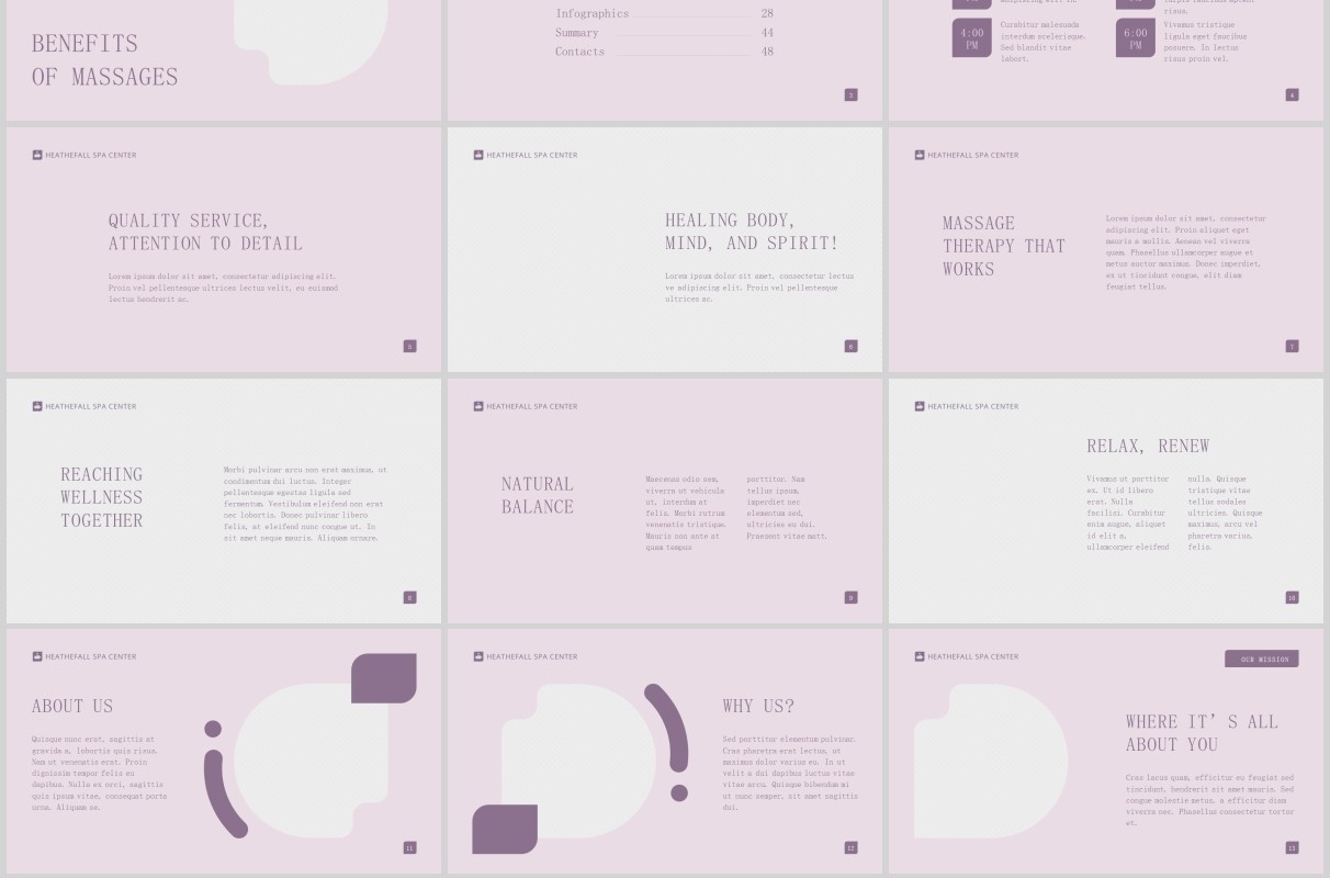 按摩美容院养生Spa沙龙PPT版式模板Massage Spa Salon PowerPoint Presentation Template