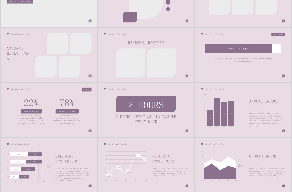 按摩美容院养生Spa沙龙PPT版式模板Massage Spa Salon PowerPoint Presentation Template