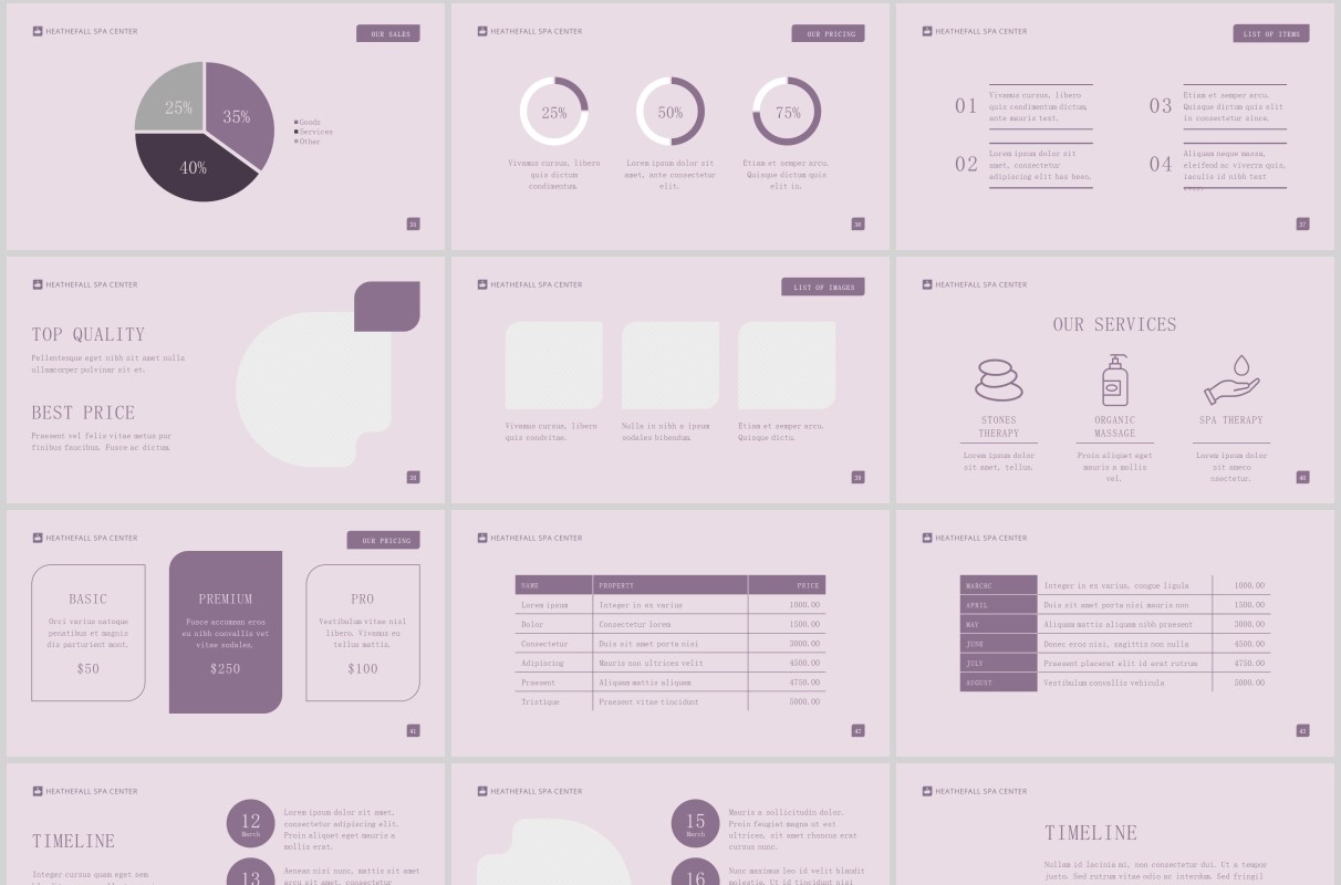 按摩美容院养生Spa沙龙PPT版式模板Massage Spa Salon PowerPoint Presentation Template