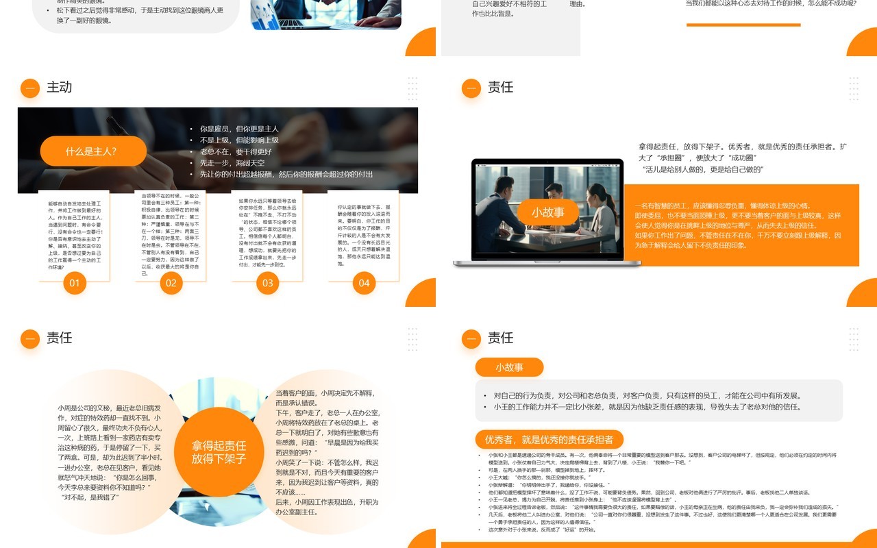 橙色商务风职业素养与个人修养PPT模板