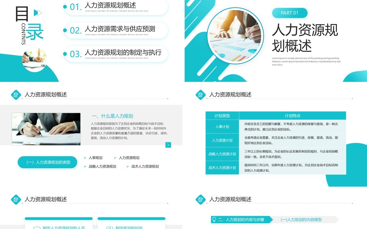 绿色商务风人力资源规划年终总结PPT模板