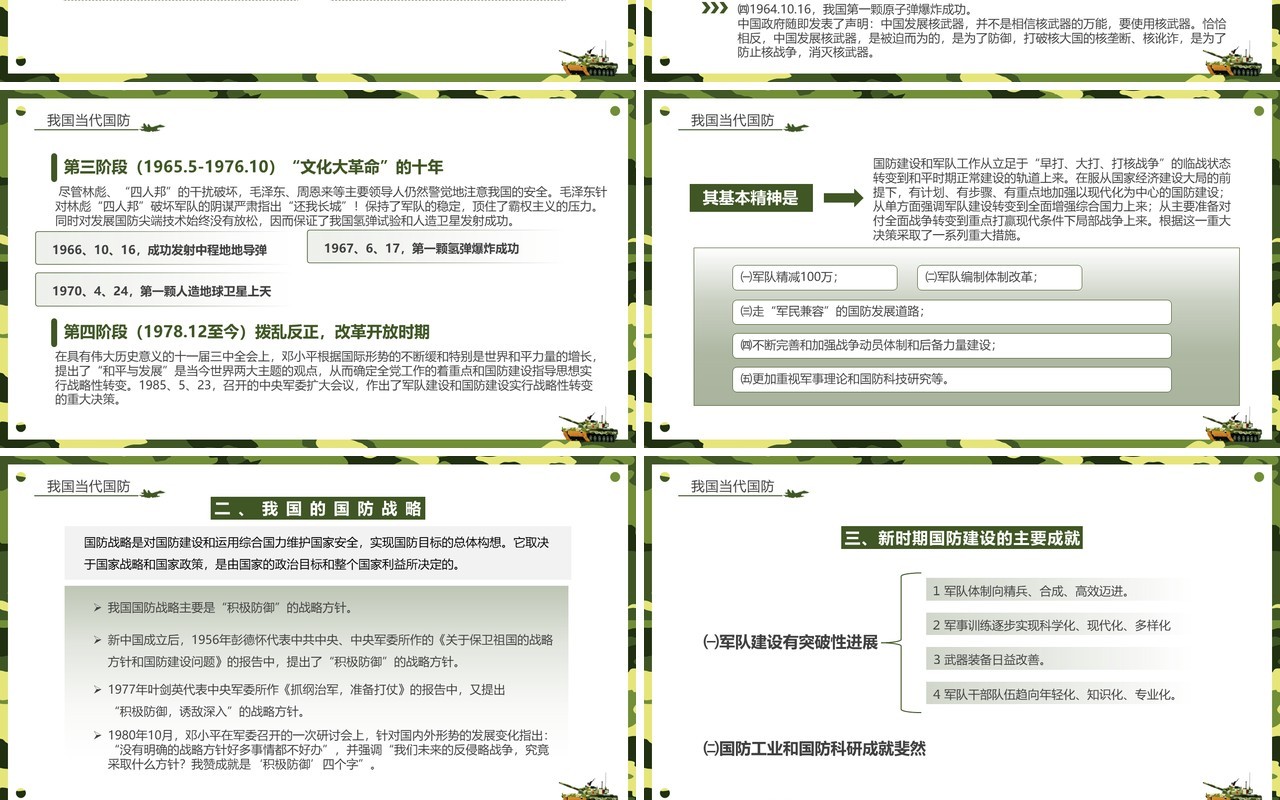 绿色简约风大学生军事理论课PPT模板