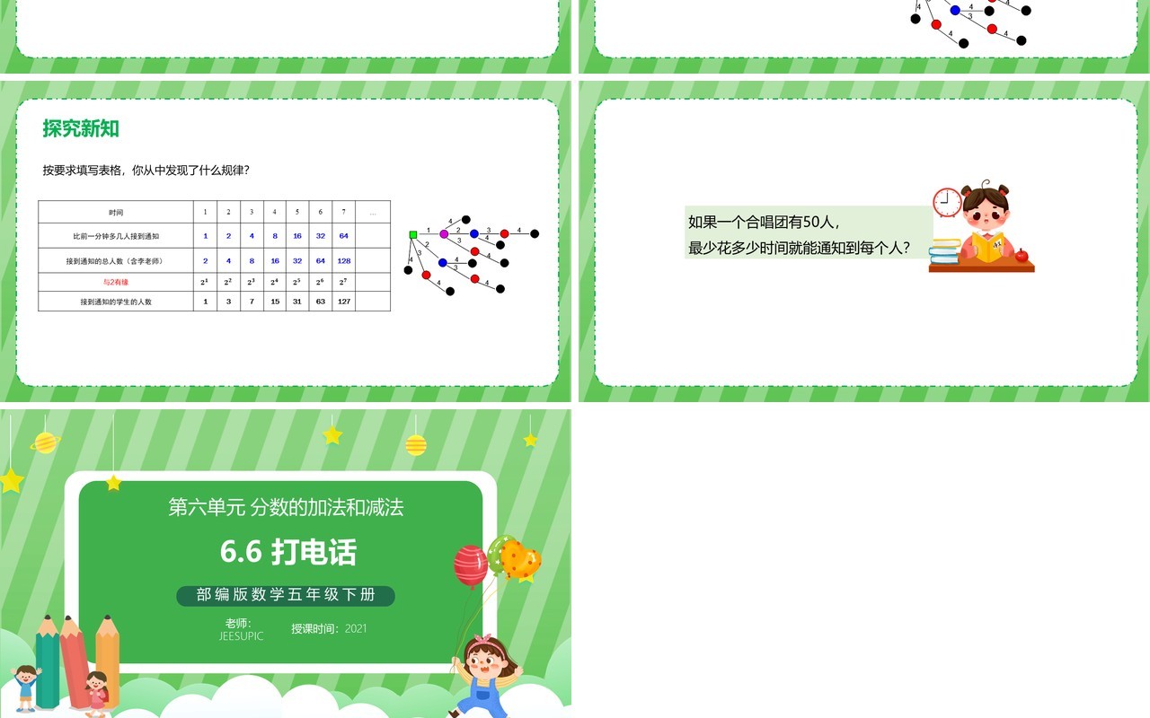 部编版五年级数学下册打电话课件PPT模板