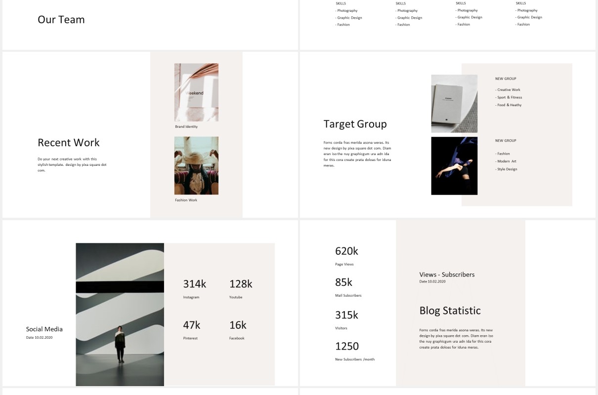 极简个人简历汇报图文展示PPT模板DONA - Media Press Kit Powerpoint Template