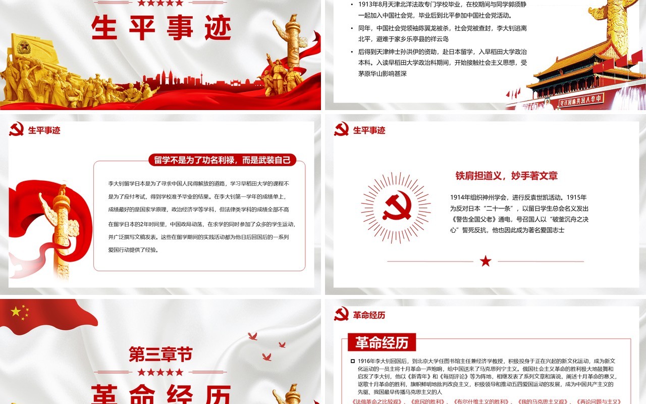 数风流人物之李大钊宣传PPT模板