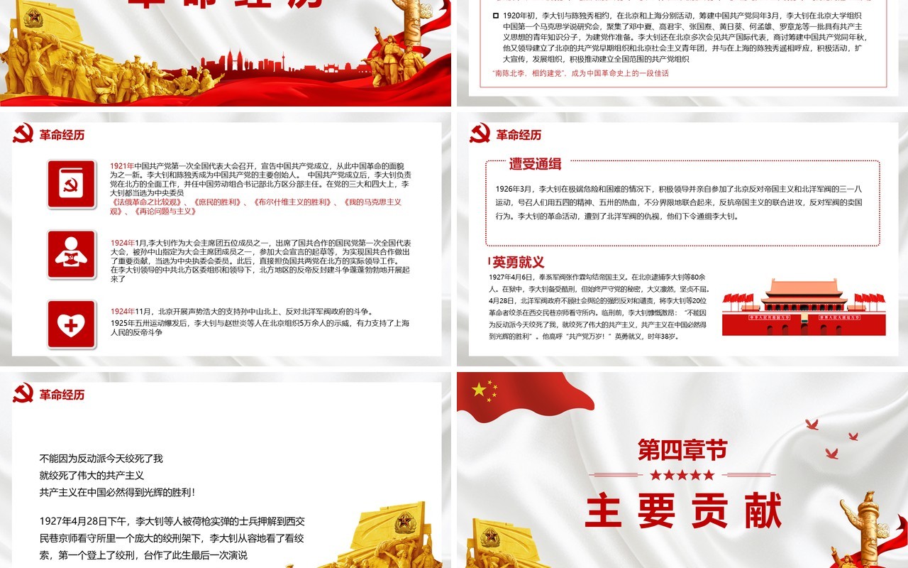 数风流人物之李大钊宣传PPT模板