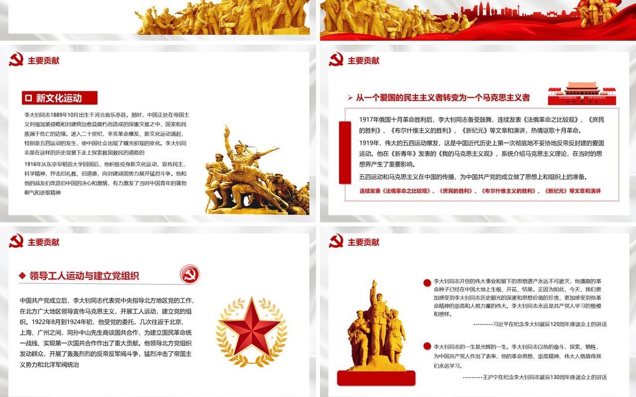 数风流人物之李大钊宣传PPT模板