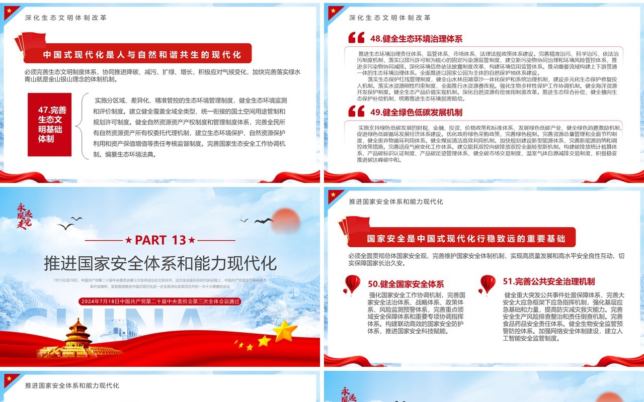 蓝色简约风全面深化改革推进中国式现代化PPT模板