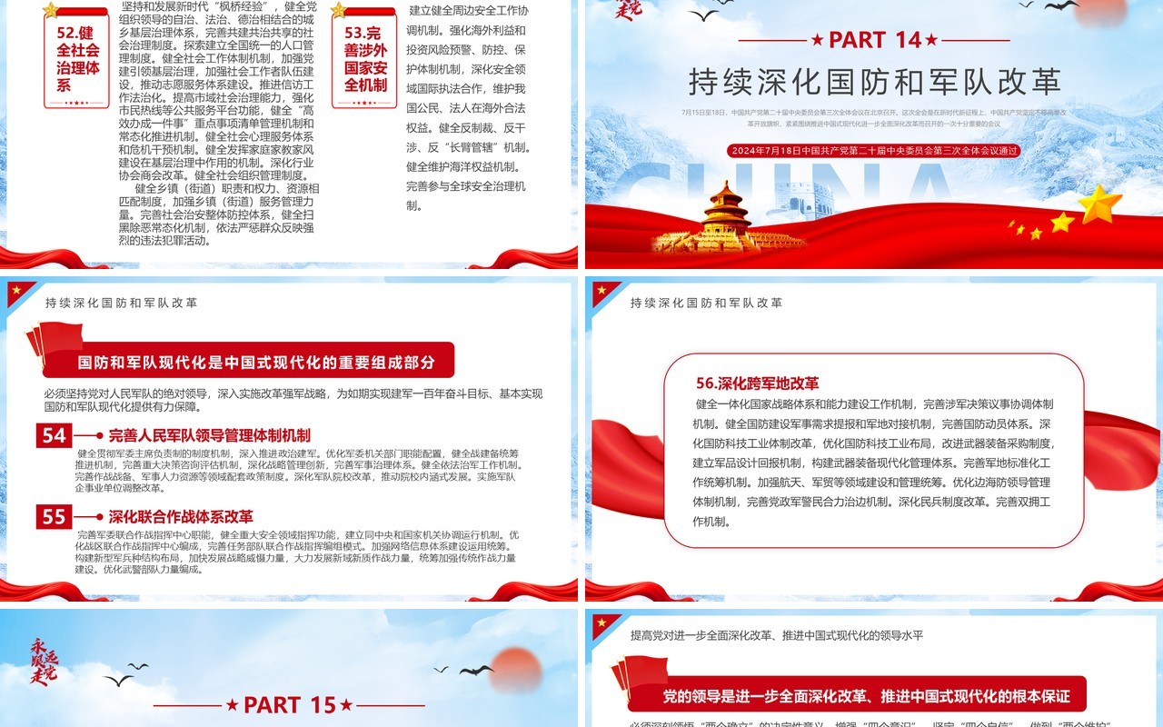 蓝色简约风全面深化改革推进中国式现代化PPT模板