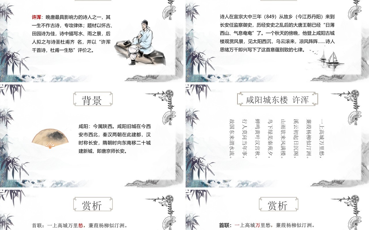部编版九年级语文上册咸阳城东楼课件PPT模板