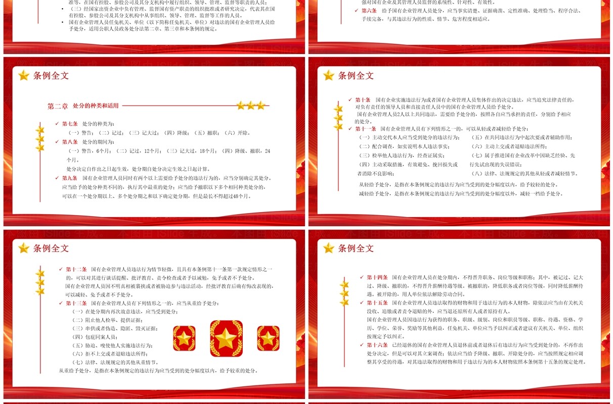 红色党政风国有企业管理人员处分条例PPT模板