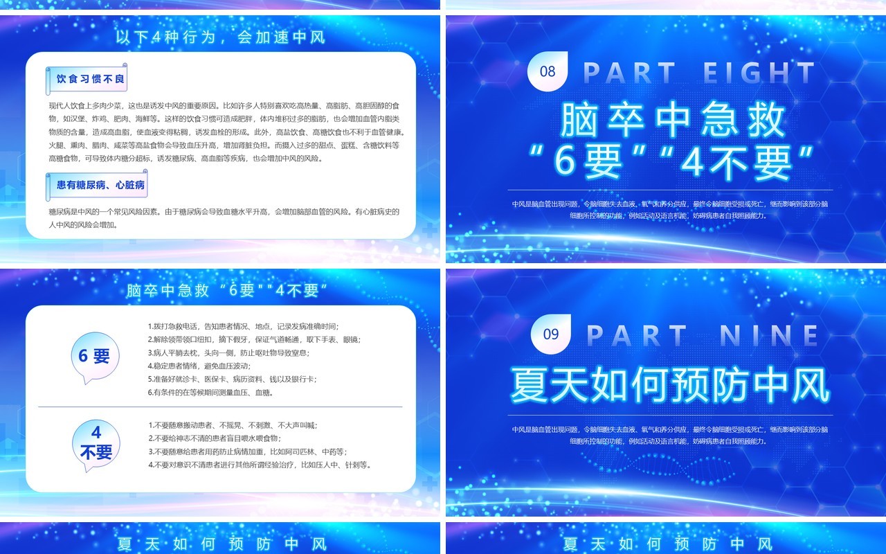 蓝色简约风世界预防中风日PPTT模板