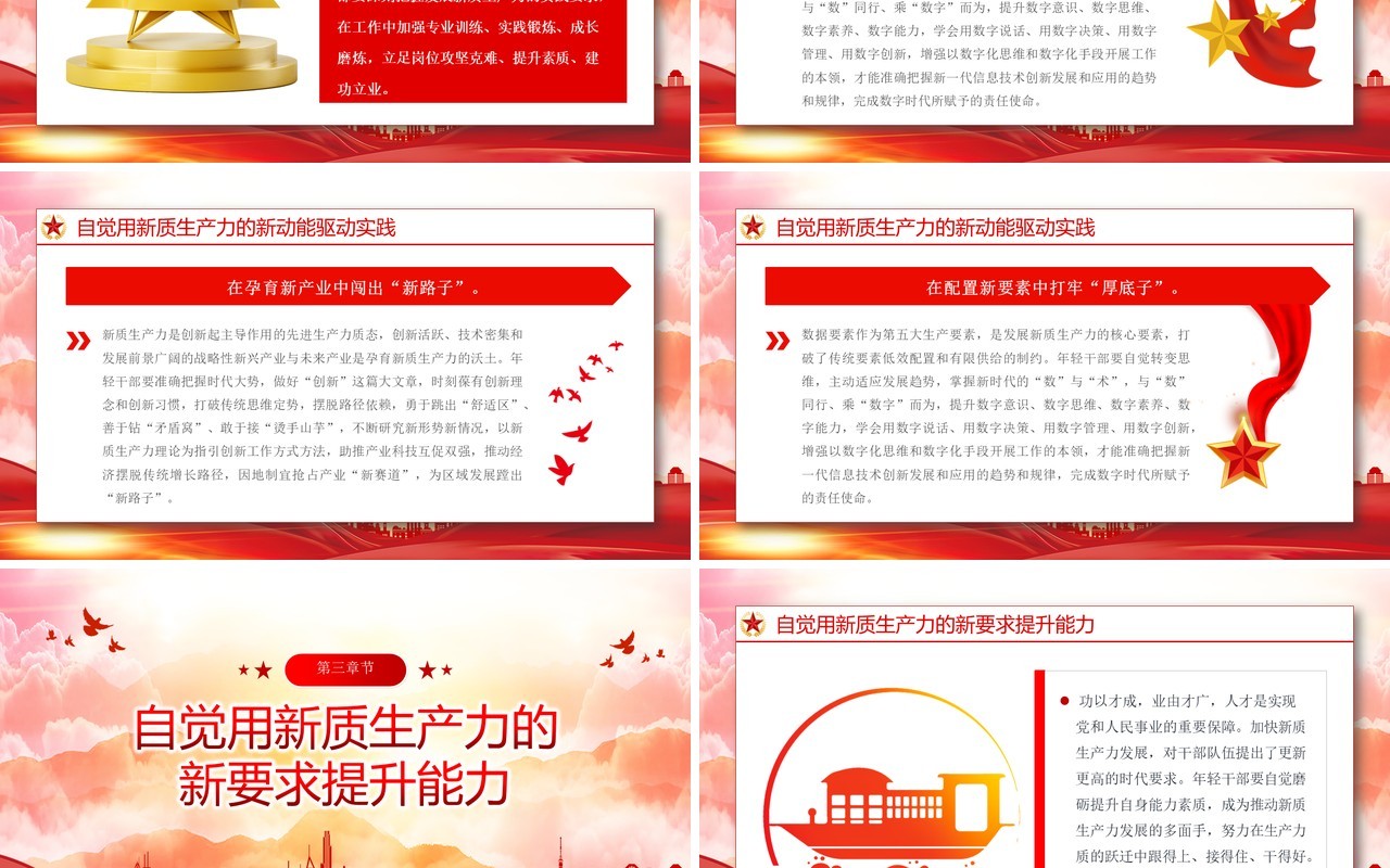 红色党政风在发展新质生产力中练本领PPT模板