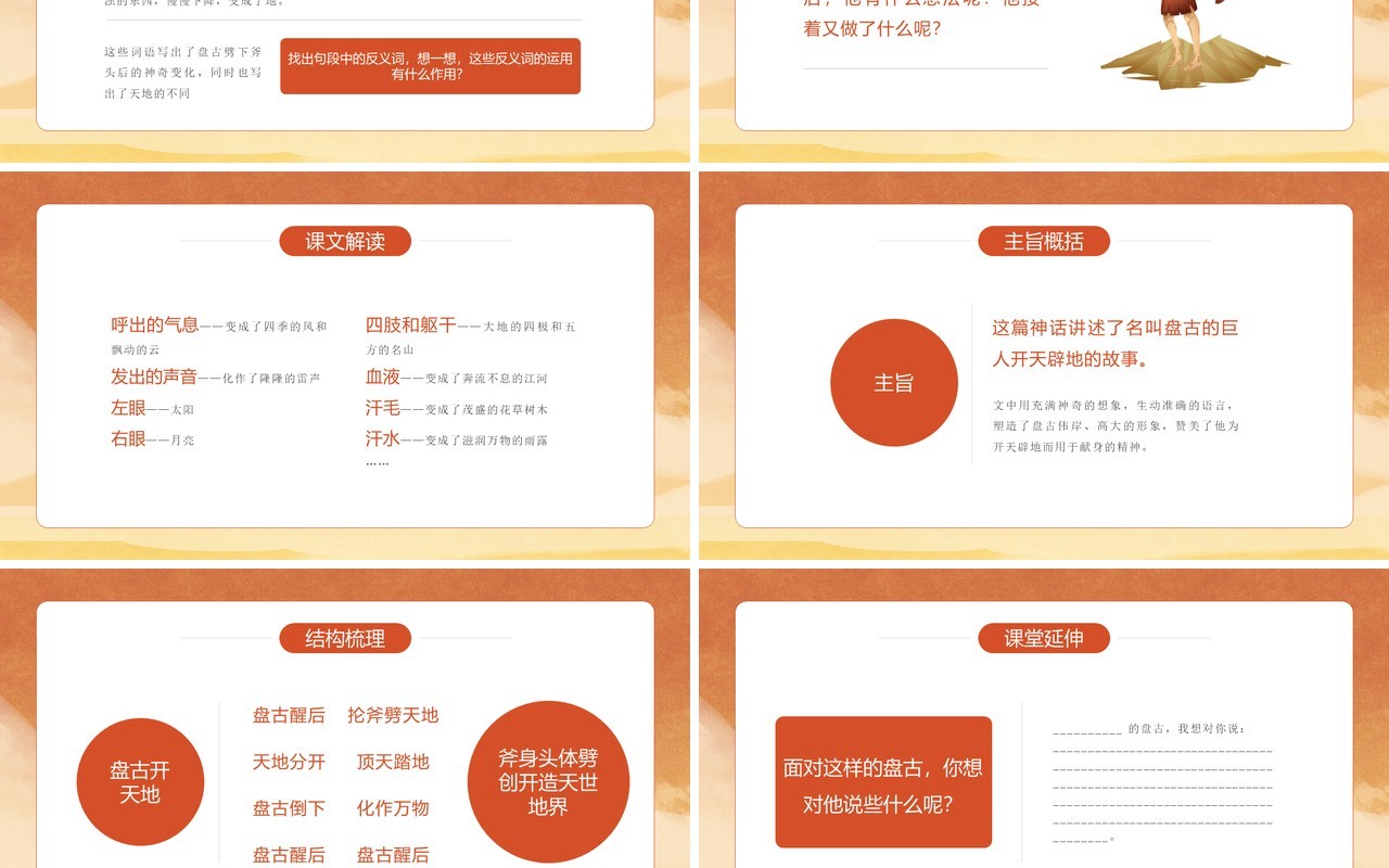 部编版四年级语文上册盘古开天地课件PPT模板