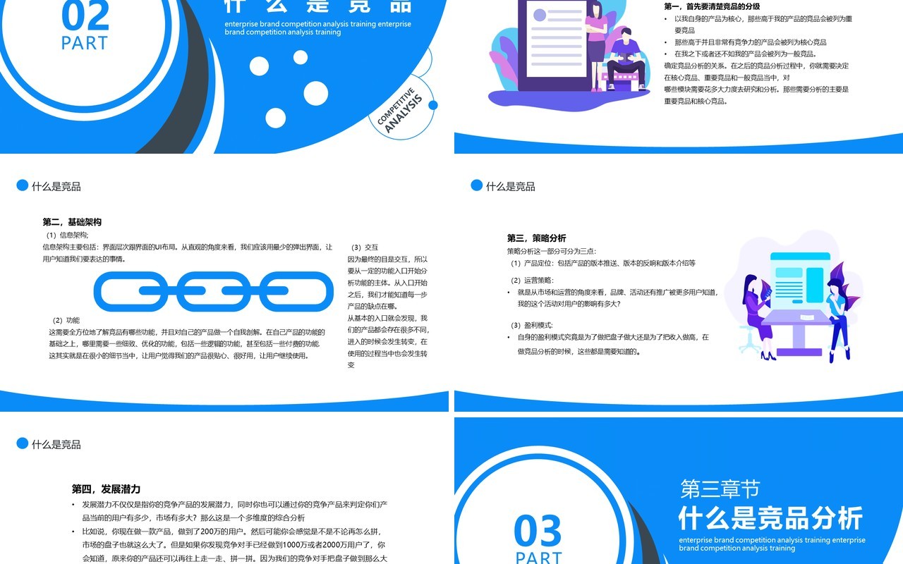 蓝色简约企业品牌竞争竞品分析培训PPT模板