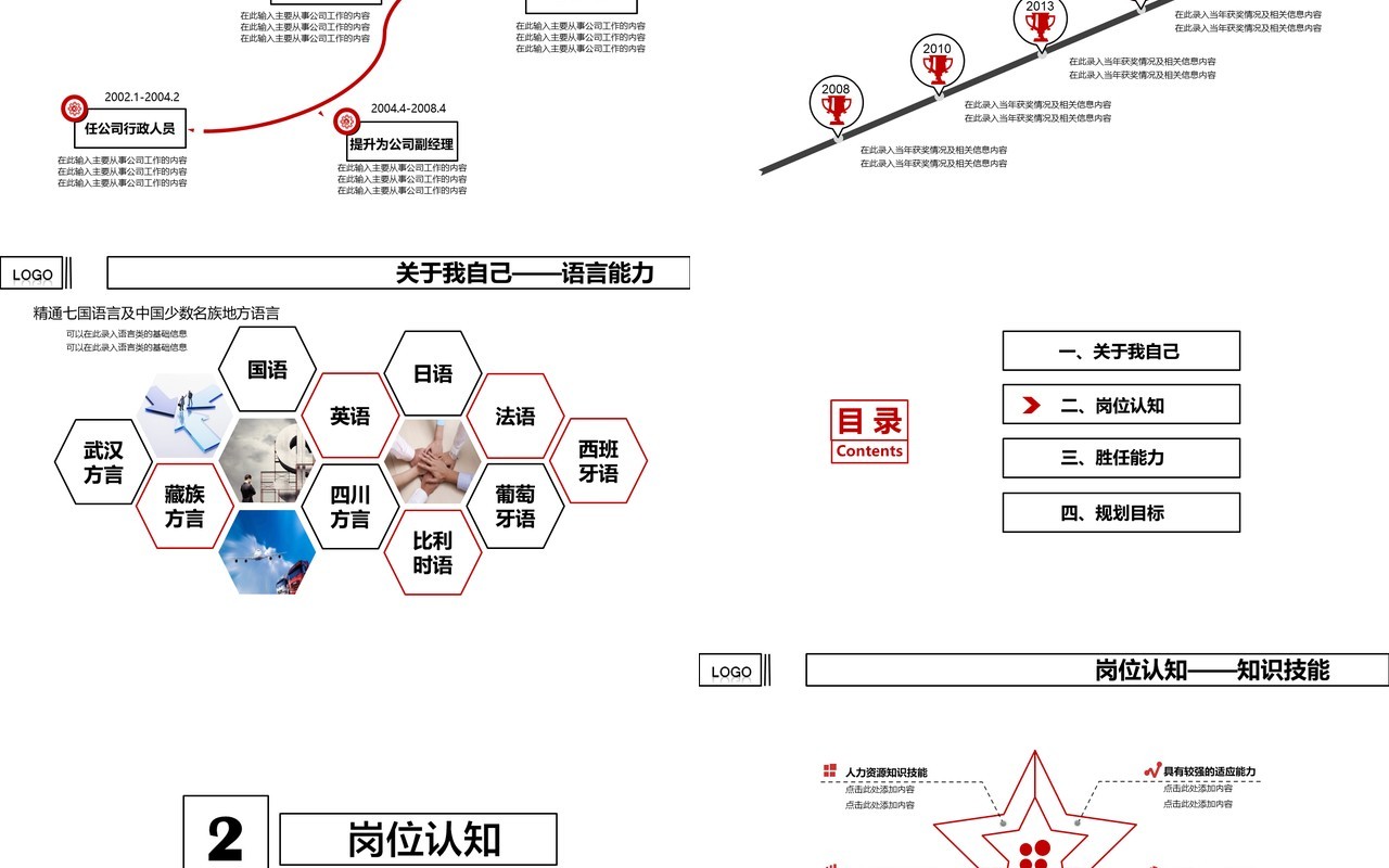 白色岗位竞聘简约通用PPT模板
