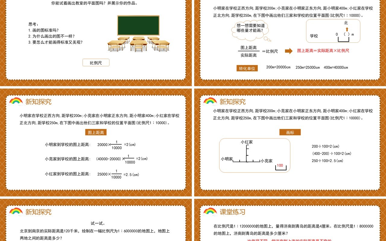 部编版六年级数学下册用比例尺绘制平面图课件PPT模板