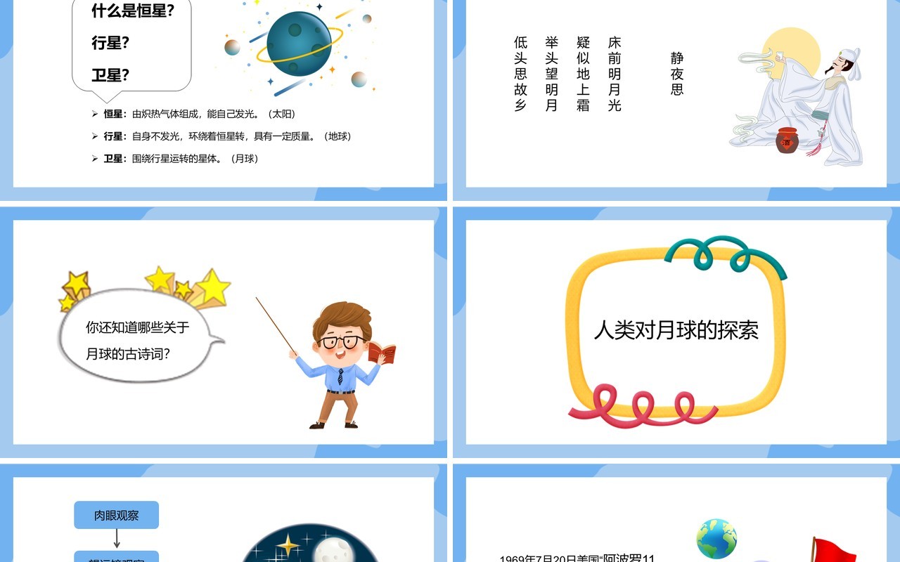 教科版六年级科学下册地球的卫星—月球课件PPT模板