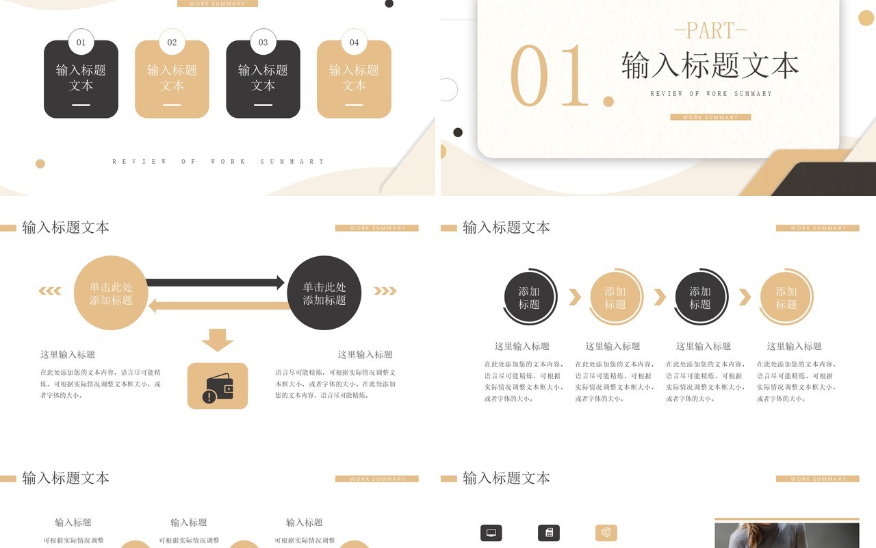 黄色简约风工作总结复盘汇报PPT模板