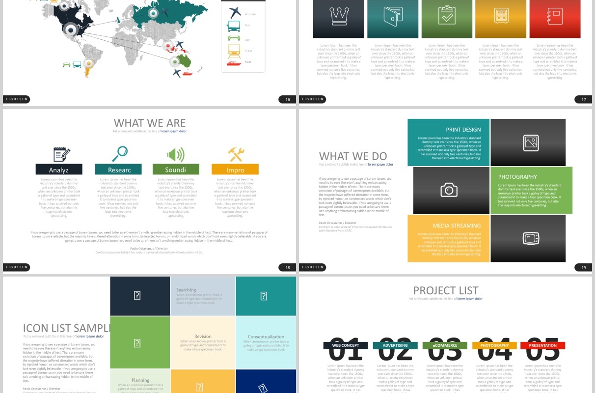 创意公司宣传团队介绍可视化图表PPT图片排版设计模板Eighteen - Powerpoint Template