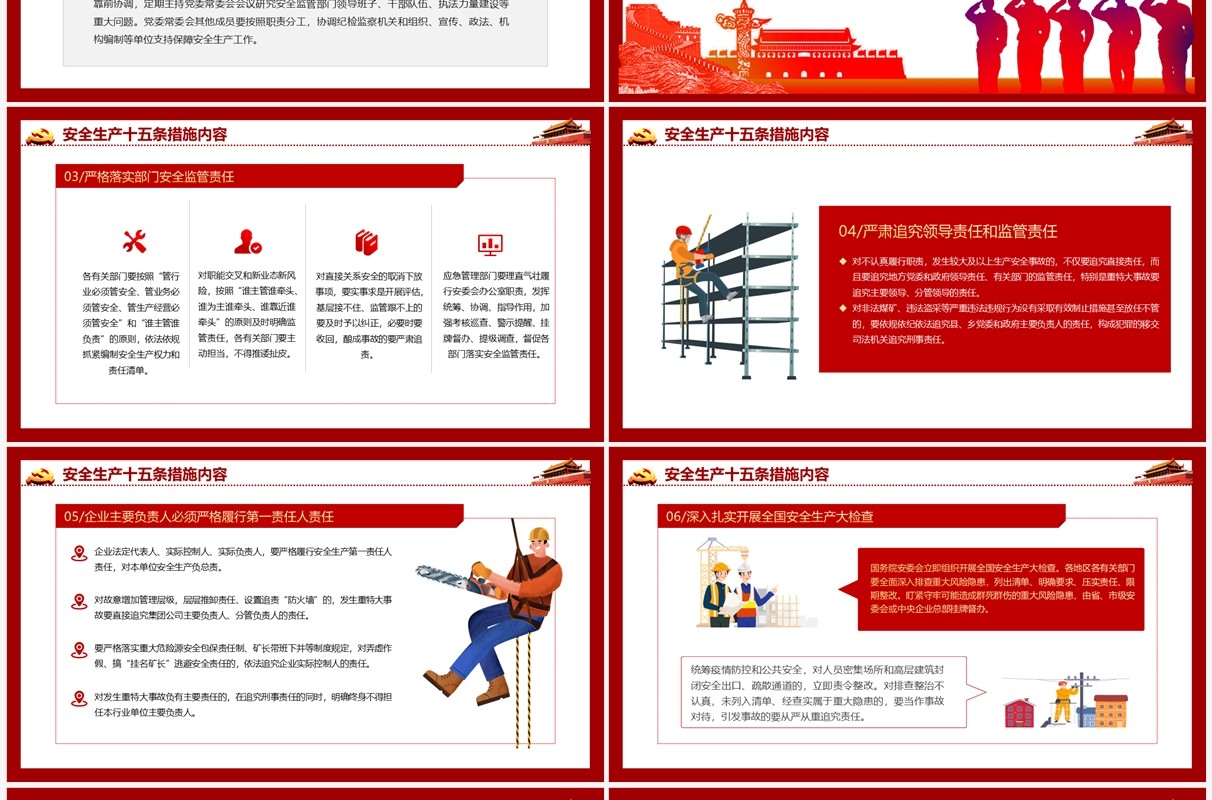 红色安全生产十五条硬措施PPT模板模板