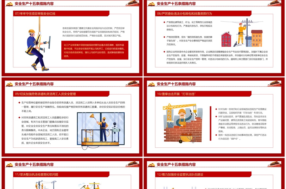 红色安全生产十五条硬措施PPT模板模板