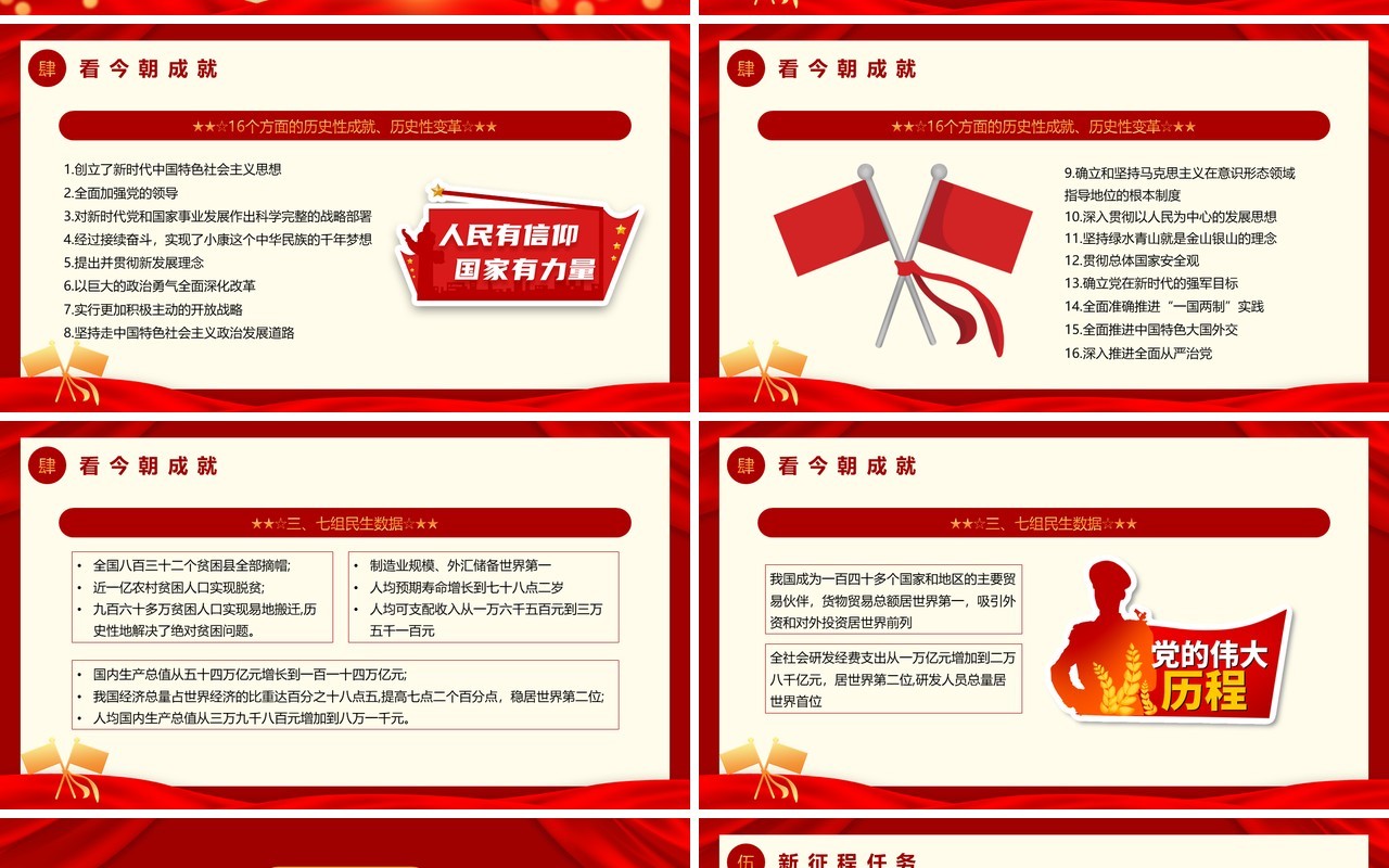 红色喜庆庆祝新中国成立74周年PPT模板