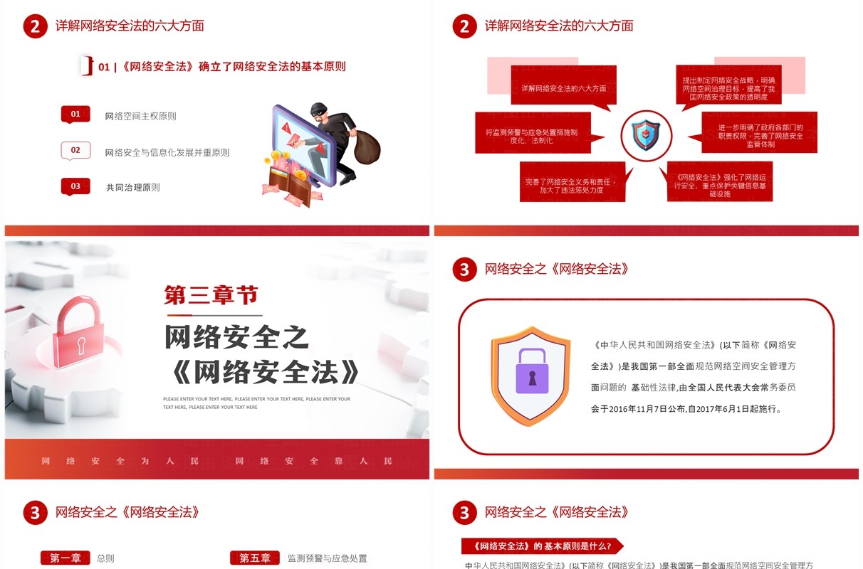 红色简约风2024国家网络安全宣传周PPT模板