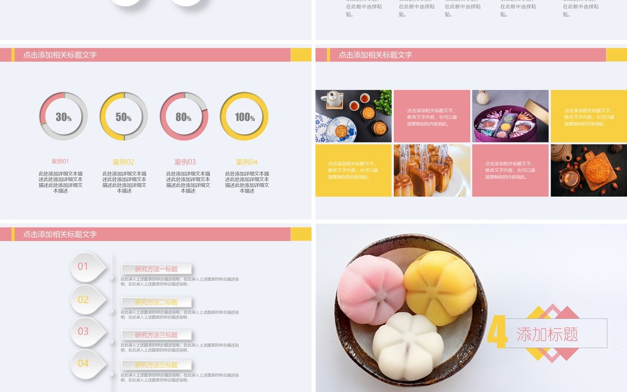 中秋文化美食月饼展示PPT模板