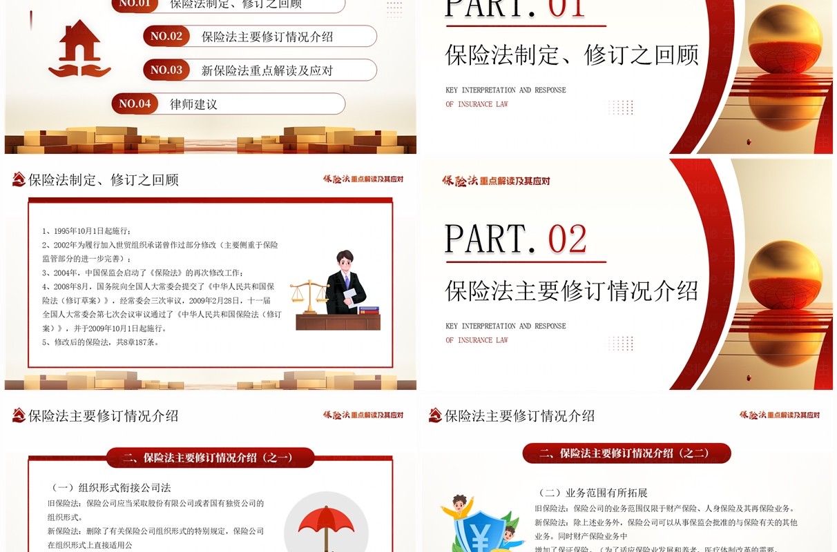 红色简约风新保险法重点解读及其应对PPT模板