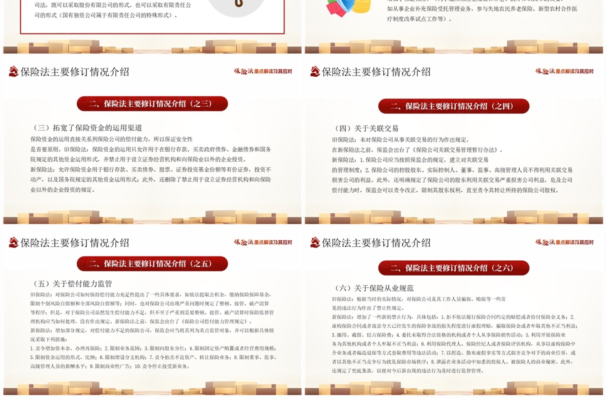 红色简约风新保险法重点解读及其应对PPT模板