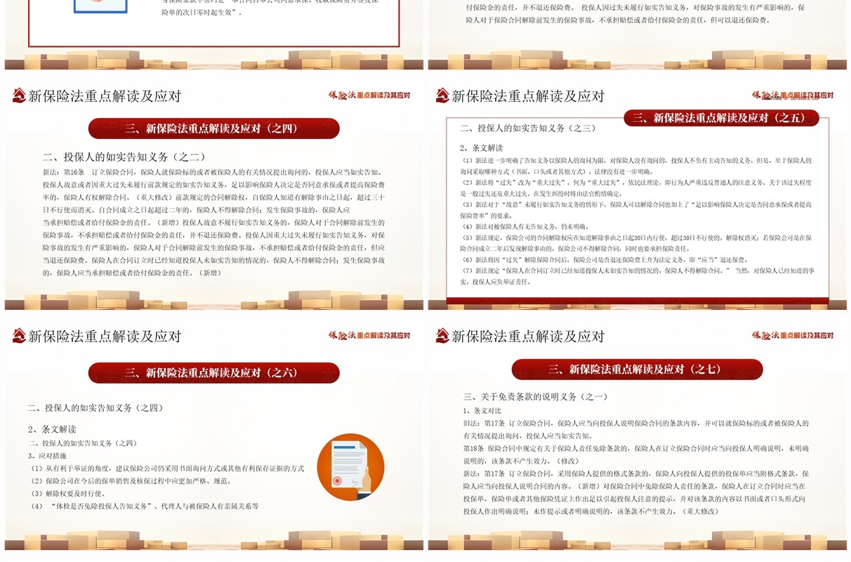 红色简约风新保险法重点解读及其应对PPT模板