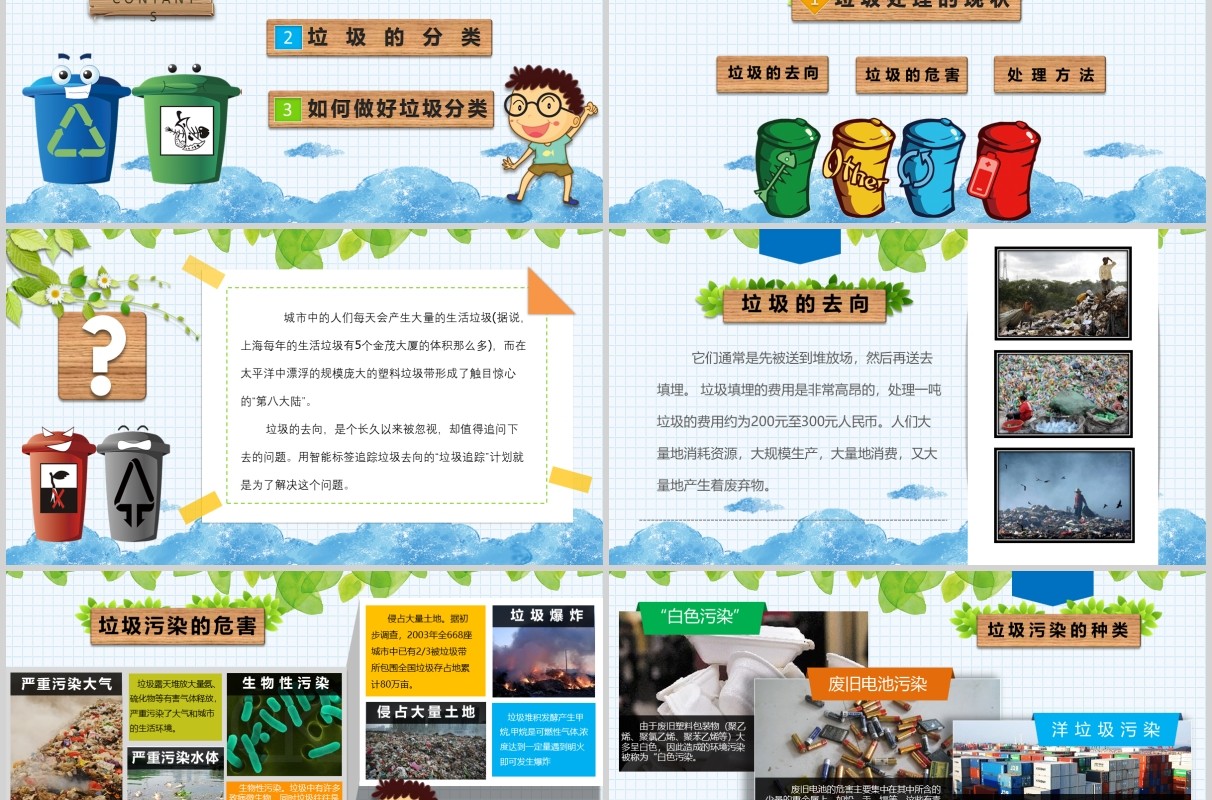 垃圾分类小学课件主题班会PPT模板