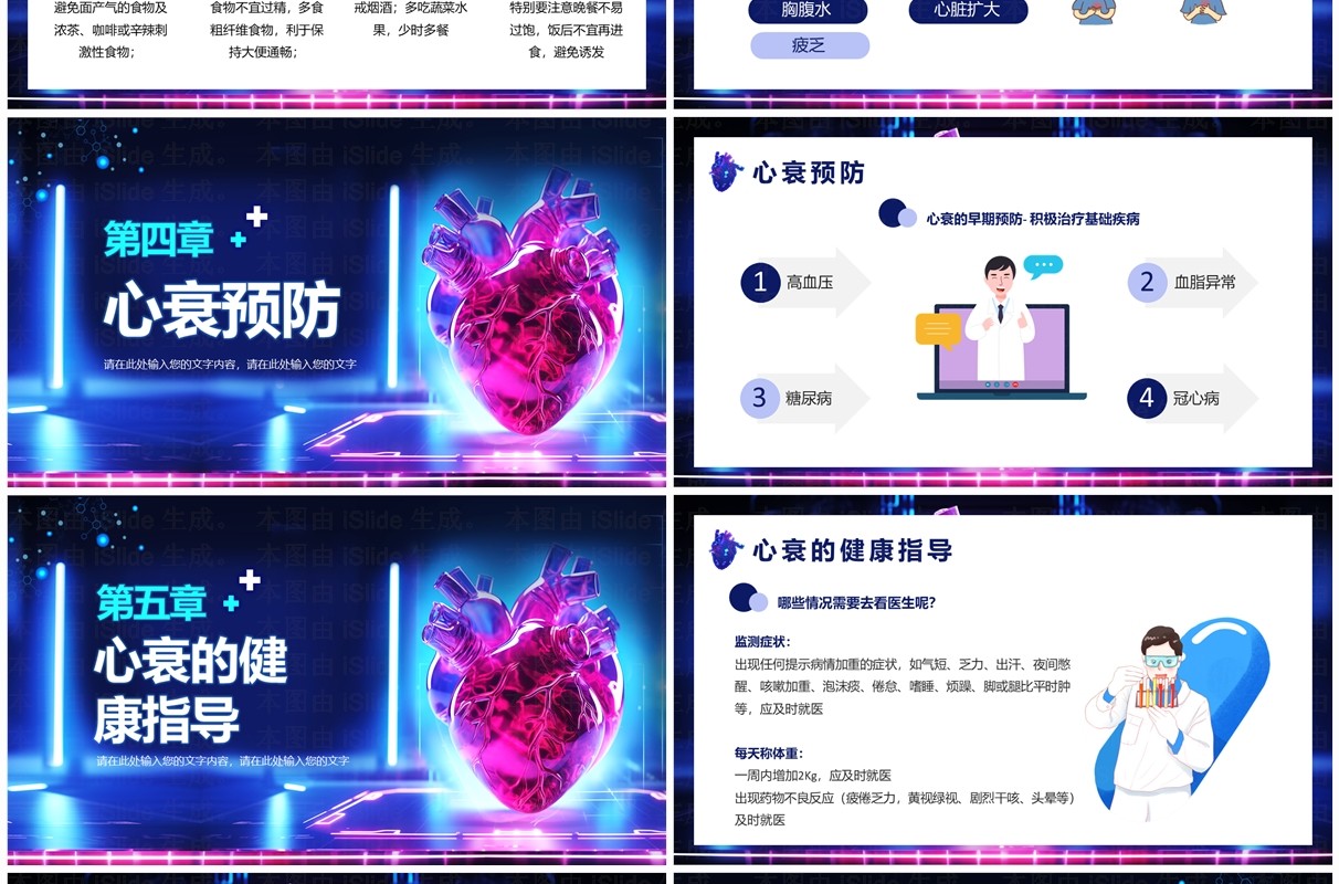 蓝色科技风心力衰竭健康教育培训PPT模板