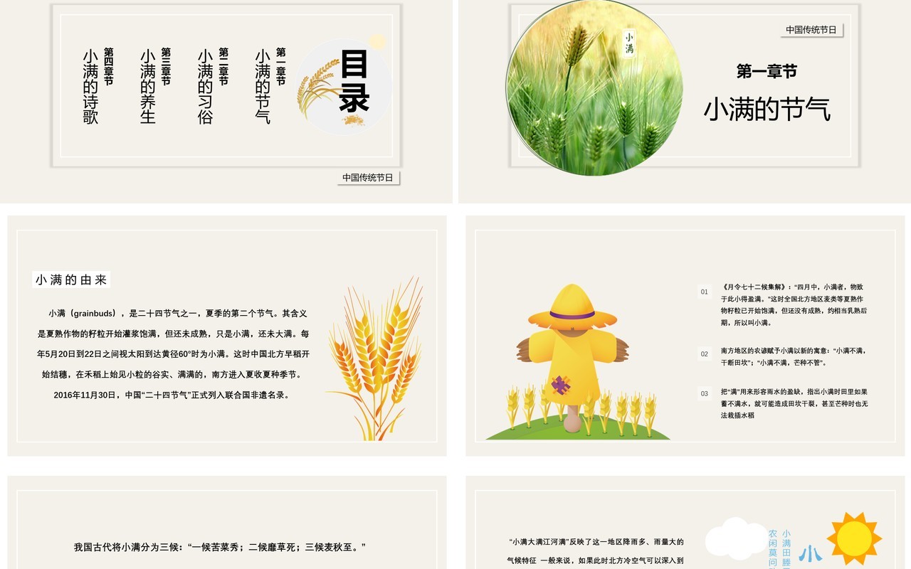 传统二十四节气之小满介绍课件PPT模板